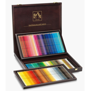 Caran D'ache Supracolor 120 Parça Kuru Boya Seti Özel Ahşap Kutulu