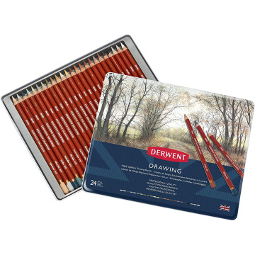Derwent Drawing 24 Parça Kuru Boya Seti Metal Kutulu