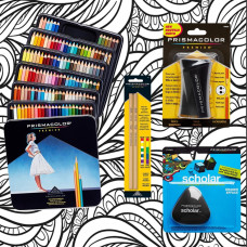 Prismacolor Premier 132 Renk Kuru Boya Seti + Prismacolor Marka Silgi + Prismacolor Premier Açacak + 2'li Blender + Yetişkinler için Boyama Kitabı