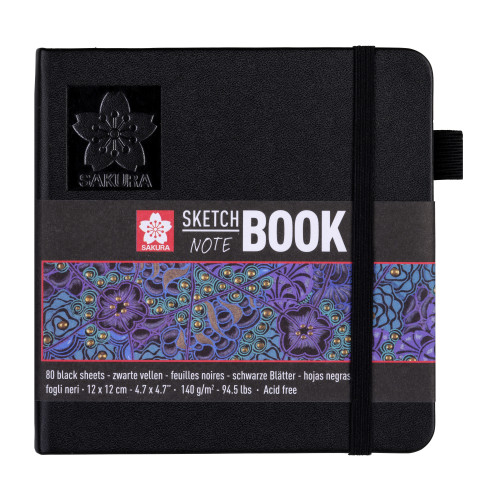 Sakura Defter Eskiz Defteri Siyah Kağıt 12x12 cm 140 g 80 Sayfa