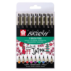 Sakura Pigma Micron Set 9 Renk Fırça Kalemi