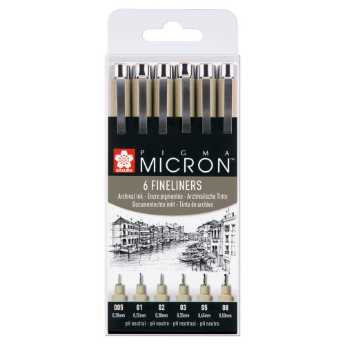 Sakura Pigma Micron Siyah Fineliner Seti 6 Beden
