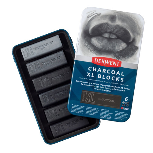 Derwent Charcoal XL Block Seti 6'lı Teneke Kutu