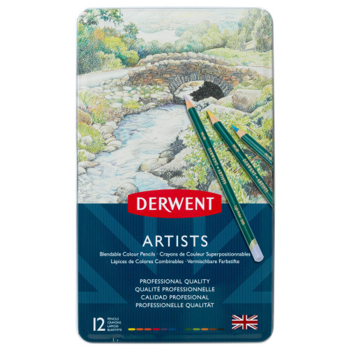 Derwent Artists 12 Renk Metal Kutu