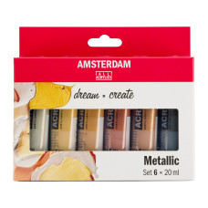Royal Talens Amsterdam Standard Series 6 x 20 ml Metalik Akrilik Boya Seti