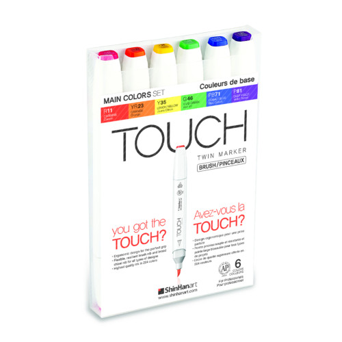 Shinhanart Touch Twin 6 Fırça Marker Seti (Ana Renkler)