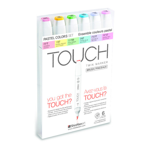 Shinhanart Touch Twin 6 Fırça Marker Seti (Pastel Renkler)