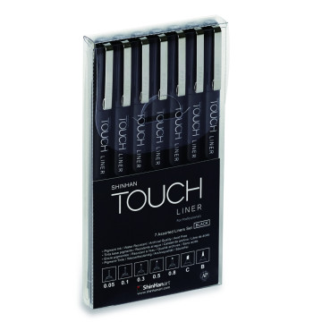 Shinhanart Touch Liner Black 7'li Set (0.05, 0.1, 0.3, 0.5, 0.8 mm, C, B)