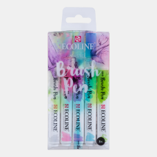 Talens Ecoline Fırça Uçlu Kalem 5'li Set Turkuaz Tonları