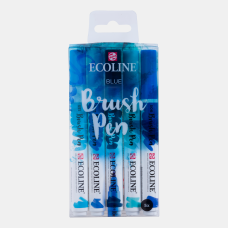 Talens Ecoline Fırça Uçlu Kalem 5'li Set Mavi Tonları