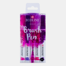 Talens Ecoline Fırça Uçlu Kalem 5'li Set Mor Tonları