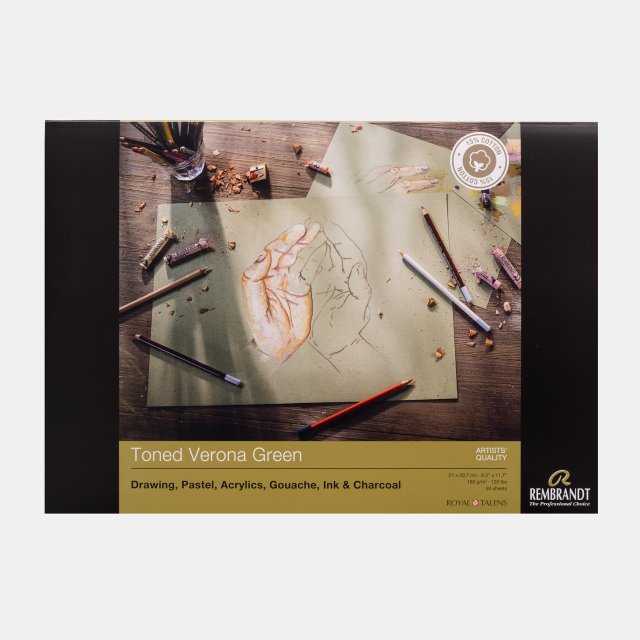 Rembrandt Toned Paper Verona Green A4 - Yeşil Kağıt - 50 Yaprak — Rembrandt