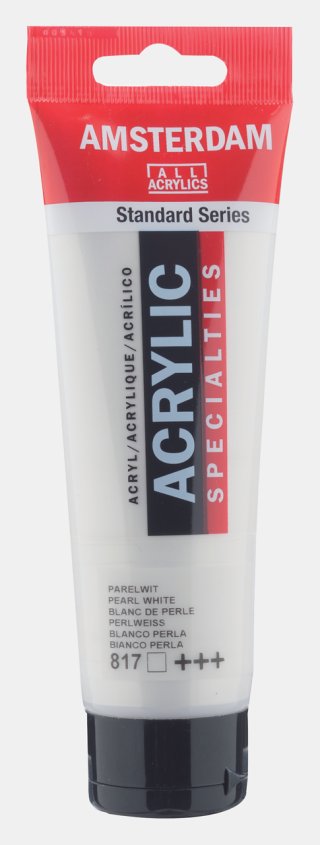 Amsterdam Standart Akrilik Boya 120 ML Pearl White 817 – Sedefli Işıltılı Beyaz — Amsterdam