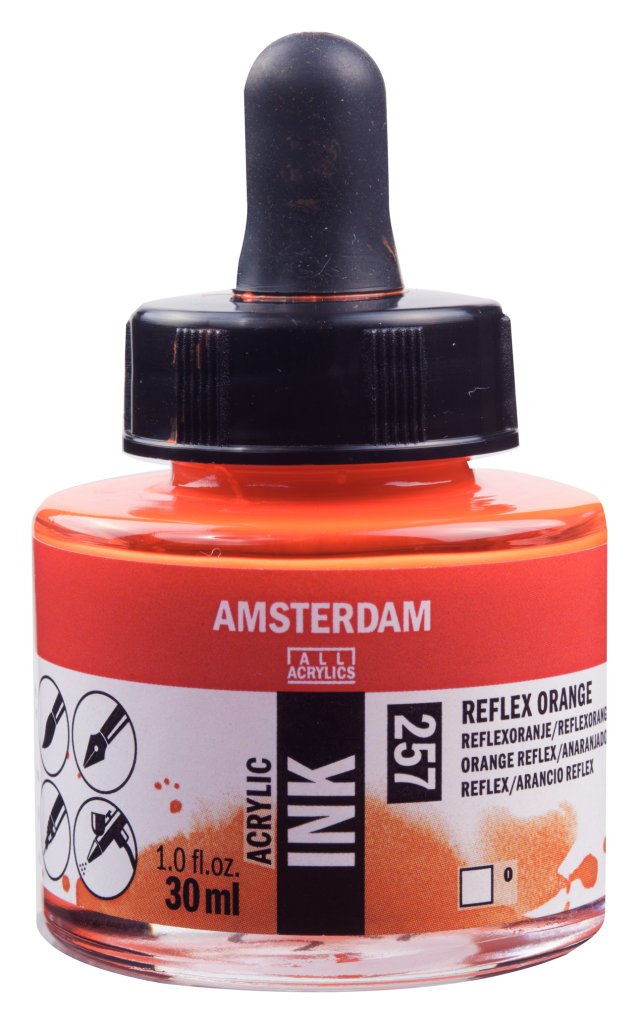 Amsterdam Akrilik Mürekkep 30 ML Reflex Orange – Canlı Turuncu (257) — Amsterdam