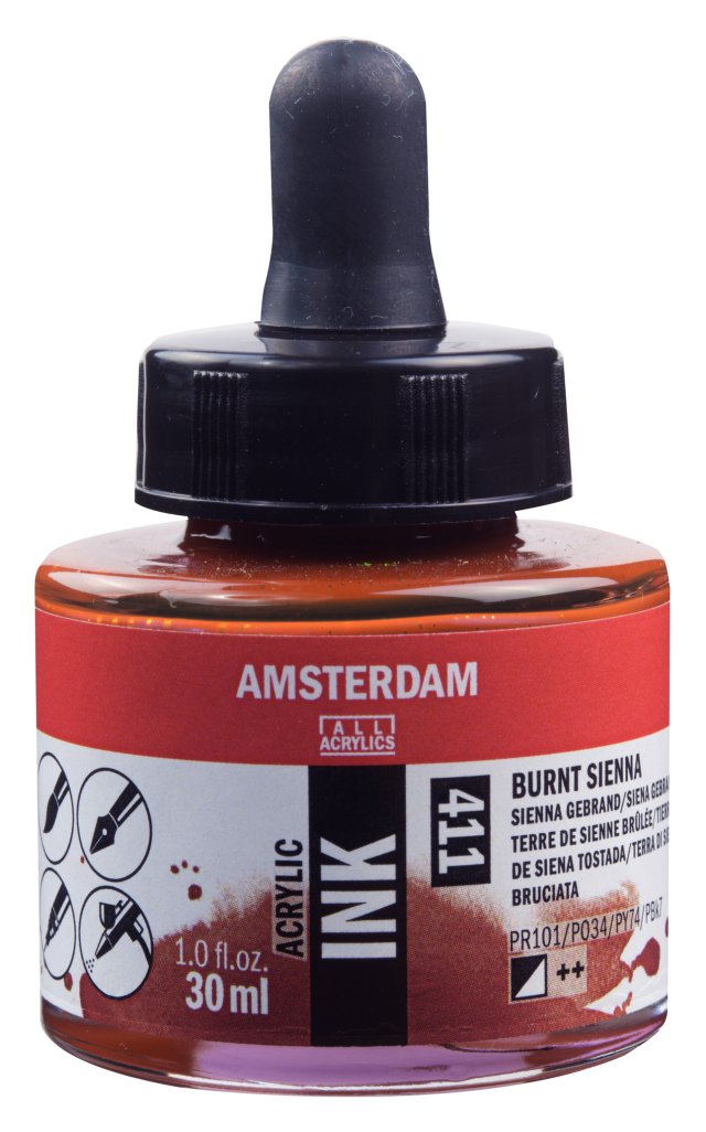 Amsterdam Akrilik Mürekkep 30 ml – Burnt Sienna (411) — Amsterdam