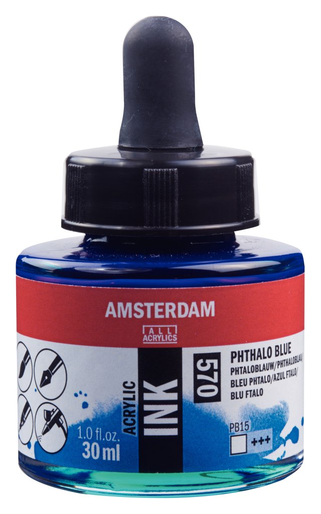 Amsterdam Akrilik Mürekkep 30 ml Phthalo Blue (570) — Amsterdam