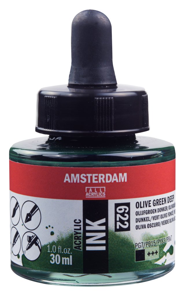 Talens Amsterdam Akrilik Mürekkep 30 ml – Olive Green Deep (622) — Amsterdam
