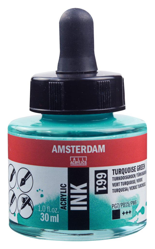 Amsterdam Akrilik Mürekkep 30 ML Turkqoisegrn (661) — Amsterdam