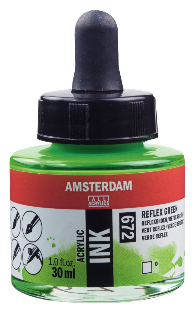 Amsterdam Akrilik Mürekkep 30 ML Reflex Green – Renk Kodu (672) — Amsterdam