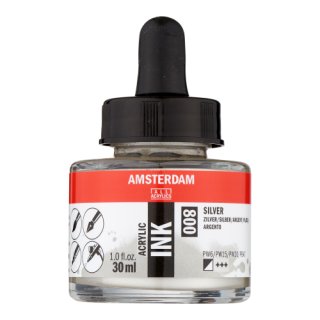 Amsterdam Akrilik Mürekkep 30 ml Silver – Akrilik Mürekkep (800) — Amsterdam