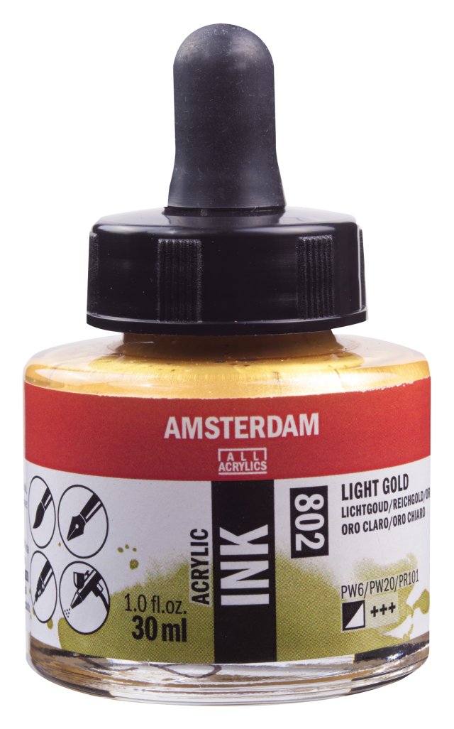 Talens Amsterdam Akrilik Mürekkep 30 ml – Light Gold  (802) — Amsterdam