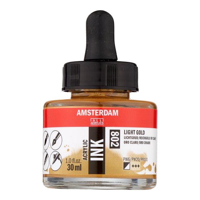 Talens Amsterdam Akrilik Mürekkep 30 ml – Light Gold  (802) — Amsterdam (görsel 2)