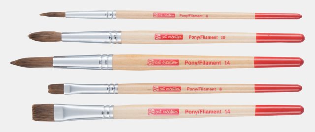 Art Creation Suluboya Sentetik Fırça Seti 5'li ( Yuvarlak, Düz Uç ) — Art Creation