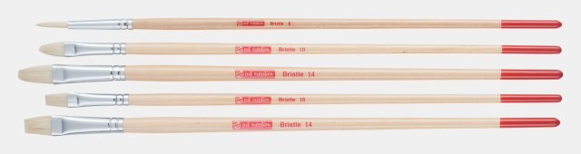 Art Creation Beyaz Kıl Fırça Seti 5'li (Yuvarlak, Düz, Kedi Dili Uç) — Art Creation