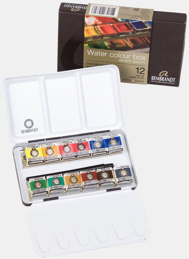 Rembrandt 12 Renk Tablet Sulu Boya Seti - Metal Kutu (Urban Cityscape) — Rembrandt