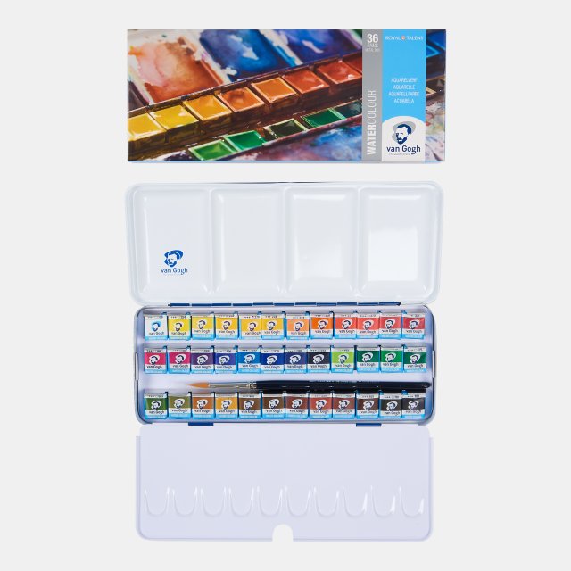 Van Gogh Suluboya Tablet Set 36'lı Yarım Boy Tablet + Fırça ( Metal Kutu ) — Van Gogh (görsel 2)