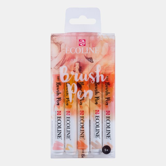 Talens Ecoline Fırça Uçlu Kalem 5'li Set Pembe Tonları — Talens
